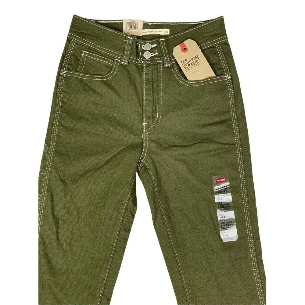 Levi's 724 High Rise Carpenter Cropped Straight Leg Olive Night Women's Jeans SZ